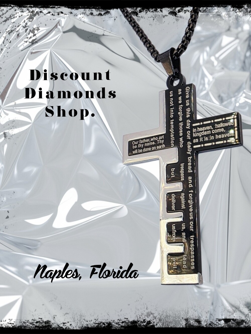 18K Black Gold Cross Titanium  Chain Necklace
